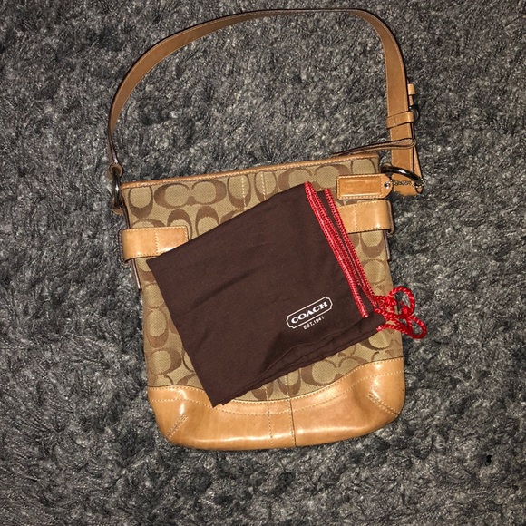 Leather and logo Coach Purse with Dust Bag - Picture 7 of 8